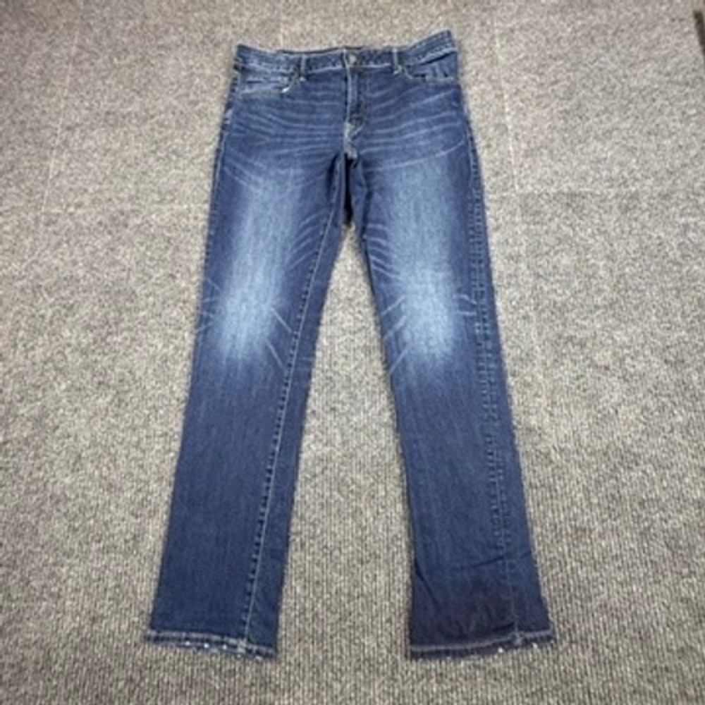 American Eagle Slim Straight Airflex+ Mens Blue Jeans 36x34 Dark Wash 4871